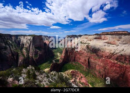 Zion Canyon vom Aussichtspunkt aus gesehen Stockfoto