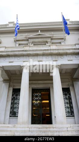 Eingang des Benaki Museums in Athen, Griechenland. Stockfoto