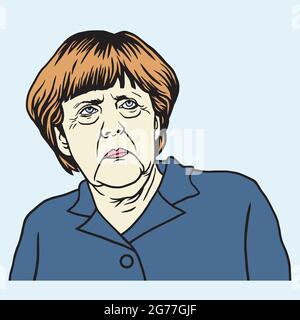 Berlin 26. April 2017. Angela Merkel Cartoon Vektorporträt Stock Vektor