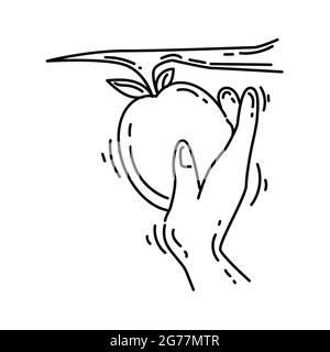 Farming Ernte Symbol. Handgezeichnetes Icon-Set, Umriss schwarz, Doodle Symbol, Vektor-Icon-Design. Stock Vektor