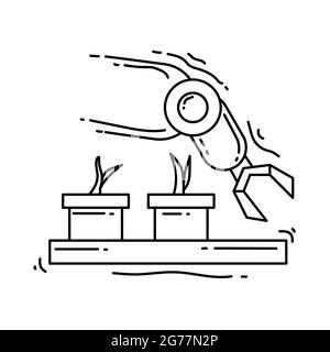 Farming Roboter-Symbol. Handgezeichnetes Icon-Set, Umriss schwarz, Doodle-Symbol, Vektor-Icon-Design. Stock Vektor