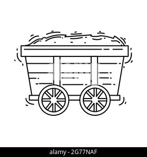 Landwirtschafts-Waggon-Symbol. Handgezeichnetes Icon-Set, Umriss schwarz, Doodle-Symbol, Vektor-Icon-Design. Stock Vektor