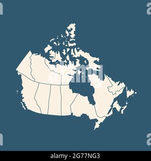 Politische Landkarte des Landes Kanada. Detaillierte Vektordarstellung mit isolierten Zuständen, Inseln und Städten, die sich leicht auflösen lassen. Stock Vektor