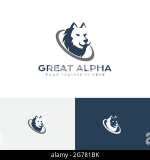 Großes, Starkes Alpha Wolf Head Leader Business Logo Stock Vektor