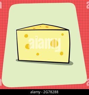 Block von stinkenden Käse. Jeden Tag Haushaltsfrühstück. Food-Symbole für die Menügestaltung. Vektorgrafikelemente auf weißem Hintergrund isoliert. Stock Vektor