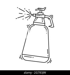 Gartensprüher handgezeichnetes Symbol, Umriss schwarz, Doodle-Symbol, Vektor-Symbol-Design. Stock Vektor