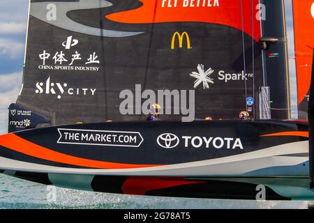 Der 36. America’s Cup wird von PRADA, Emirates Team New Zealand (NZ), Auckland, Neuseeland, präsentiert. März 2021. Stockfoto