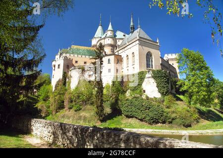 Bojnice Burg in der Nähe Prievidza Stadt, Frühling Ansicht, Slowakei, Europa Stockfoto