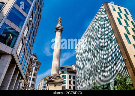 Denkmal für den großen Brand von London, UK Stockfoto