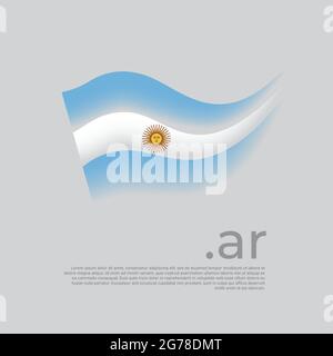 Argentinische Flagge. Streifen Farben der argentinischen Flagge auf weißem Hintergrund. Vektor stilisiertes Design National Poster mit ar-Domain, Platz für Text Stock Vektor