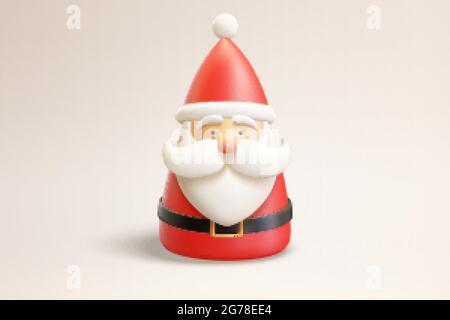 3d niedliche Weihnachtsmann Figur. Illustration der Weihnachtsmann-Figur auf leerem Hintergrund Stock Vektor