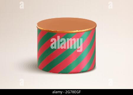 zylindrisches 3D-Podium in Weihnachtsfarbe. Abbildung einer Weihnachtsplattform, die für die Produktanzeige geeignet ist Stock Vektor