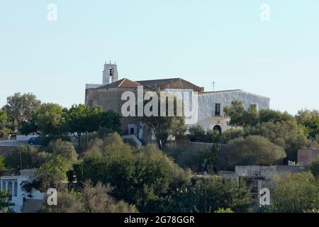 Befestigte Kirche, Sant Augusti des Vedra, Ibiza Stockfoto