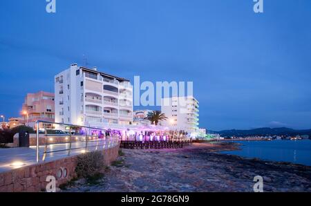 Sunset Boulevard, Sant Antoni de Portmany, Ibiza Stockfoto