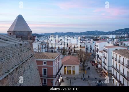 Placa de la Constitucion, Markthalle, Eivissa, Ibiza-Stadt, Ibiza Stockfoto