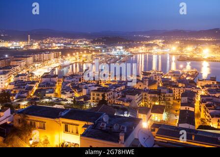 Blick auf den Hafen, Eivissa, Ibiza-Stadt, Ibiza Stockfoto