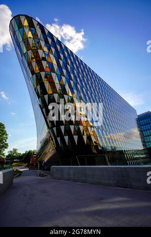 Aula Medica, Karolinska-Institut in Solna, Stockholm, Schweden. Stockfoto