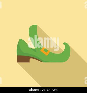 Flacher Vektor des Leprechaun-Bootsymbols. irischer Goldstiefel. Irland Kobold Stock Vektor