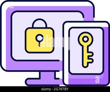 Multi-Faktor-Authentifizierung, violettes RGB-Farbsymbol Stock Vektor