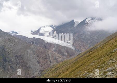 Europa, Österreich, Tirol, Ötztal Alpen, Ötztal, Obergurgl, Blick auf den Gurgler Ferner beim Aufstieg zum Ramolhaus Stockfoto