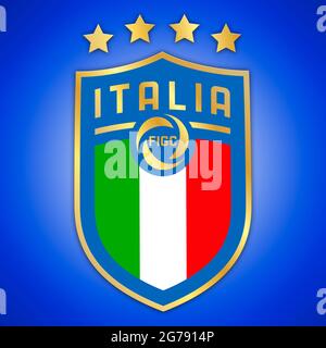 ROM, ITALIEN, Juni 2021 - Logo des italienischen Fußballverbands für die europameisterschaft 2021, Gewinner Italien Stockfoto