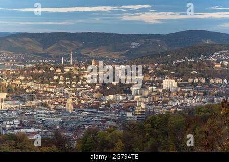 Europa, Deutschland, Süddeutschland, Baden-Württemberg, Stuttgart, Birkenkopf, Blick vom Birkenkopf in die Stuttgarter Innenstadt Stockfoto