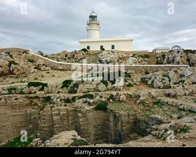 Faro de Sa Cavalleria, Menorca, Balearen Stockfoto