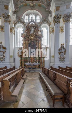 Deutschland, Bayern, Steingaden, Wieskirche, Innenaufnahme, Unesco-Weltkulturerbe Stockfoto