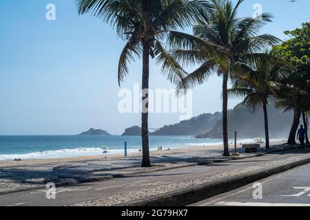 Strandpromenade Sao Conrado, Rio de Janeiro, Brasilien Stockfoto