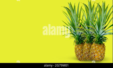 Ananas auf vereinzelten gelben Hintergrund Stockfoto