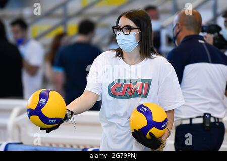 Cisterna Di Latina, Italien. Juli 2021. Italien gegen Argentinien beim Testspiel Volley, bevor es zu den Olympischen Spielen in Tokio beim Palazzetto dello Sport (Cisterna di Latina) aufbruch. (Foto von Domenico Cippitelli/Pacific Press) Quelle: Pacific Press Media Production Corp./Alamy Live News Stockfoto