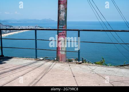 Luftaufnahme von Ipanema und Leblon Beach von Vidigal Favela, Rio de Janeiro, Brasilien Stockfoto