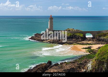 Leuchtturm Petit Minou, in der Nähe von Plouzané in der Nähe von Brest, Frankreich, Bretagne, Departement Finistère Stockfoto