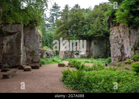 Steinbruch-Garten Der Belsay Hall Stockfoto