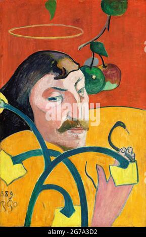 Selbstporträt von Paul Gauguin (1848-1903), Öl auf Holz, 1889 Stockfoto