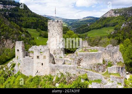 Burgruinen im Jura Stockfoto