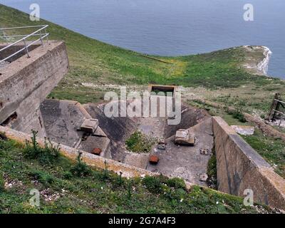 Überreste des Teststandorts für High Down Rocket-Motoren, Isle of Wight, Hampshire, England, Großbritannien Stockfoto