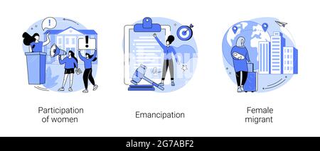 Abstrakte Konzeptvektoren zur Geschlechtergleichstellung. Stock Vektor
