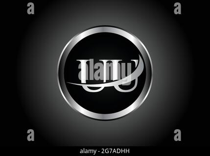 Silberner Buchstabe UU Metallkombination Alphabet Logo Icon Design mit grauer Farbe auf Schwarz-Weiß-Gradienten-Design für ein Unternehmen oder Unternehmen Stock Vektor