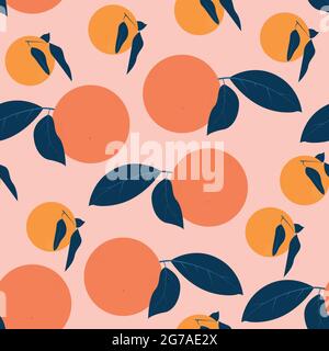 Nahtloses Muster mit Orangen Vektor-Illustration in flachem Design Stock Vektor