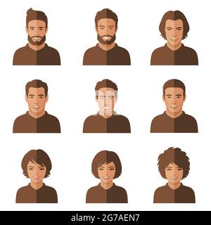 Satz flacher Avatare, Vektor-Personen-Symbol, Benutzergesichter-Design-Illustration Stock Vektor