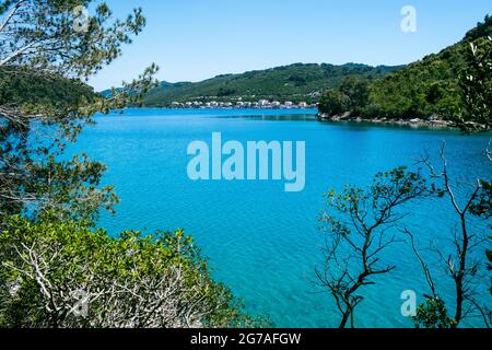 Bucht Polače, Polače, Insel Mljet, Nationalpark Mljet, Kroatien, 2021 Stockfoto