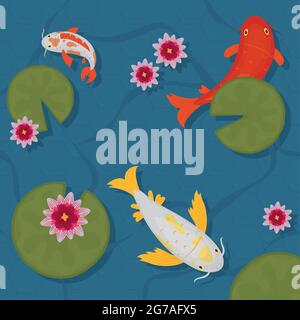 koi Karpfen im Teich Stock Vektor