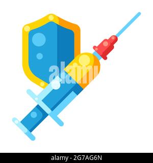 Abbildung des Impfkonzepts. Impfungen. Gesundheitsfürsorge und Schutz vor Viren. Medizinische Industrie. Stock Vektor