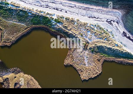 Drohnenbild, Küstenabdruck, Westermarkelsdorf, Insel Fehmarn Stockfoto