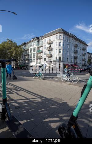 Straßenszene in Eppendorf, Hamburger Stadtteil Stockfoto