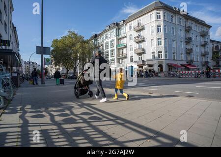 Straßenszene in Eppendorf, Hamburger Stadtteil Stockfoto