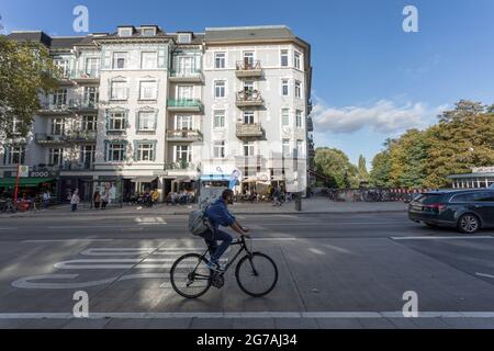 Straßenszene in Eppendorf, Hamburger Stadtteil Stockfoto