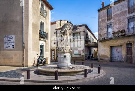 Place du Jeu de Paume in Montblanc. Stockfoto