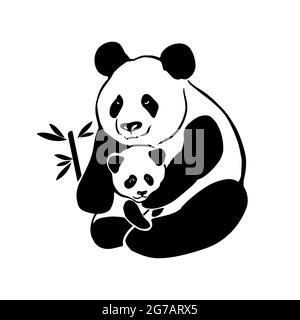 Die Panda-Familie. Mama und Baby Panda. Vektorgrafik Stock Vektor